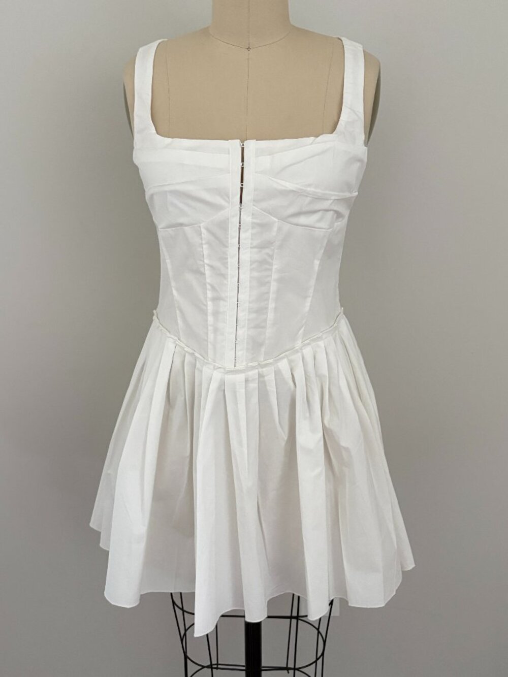 Cherley Women's Mini Dress Off White Corset Style Flare Balletcore Small NWT